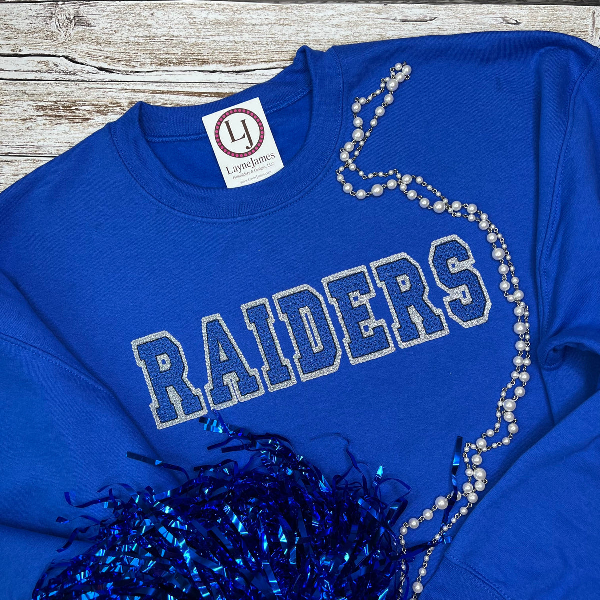 Raiders Embroidered Glitter Sweatshirt