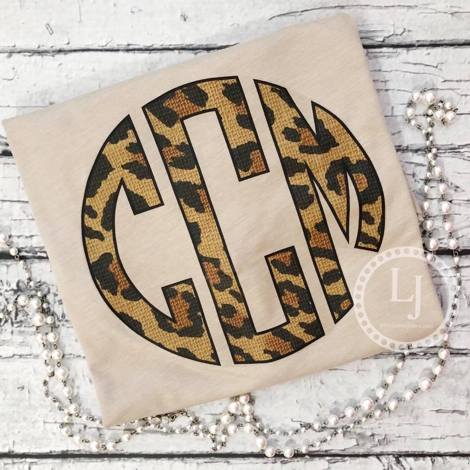 Leopard Burlap Print Monogram Tee