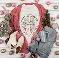 Christmas Floral Monogram Tee