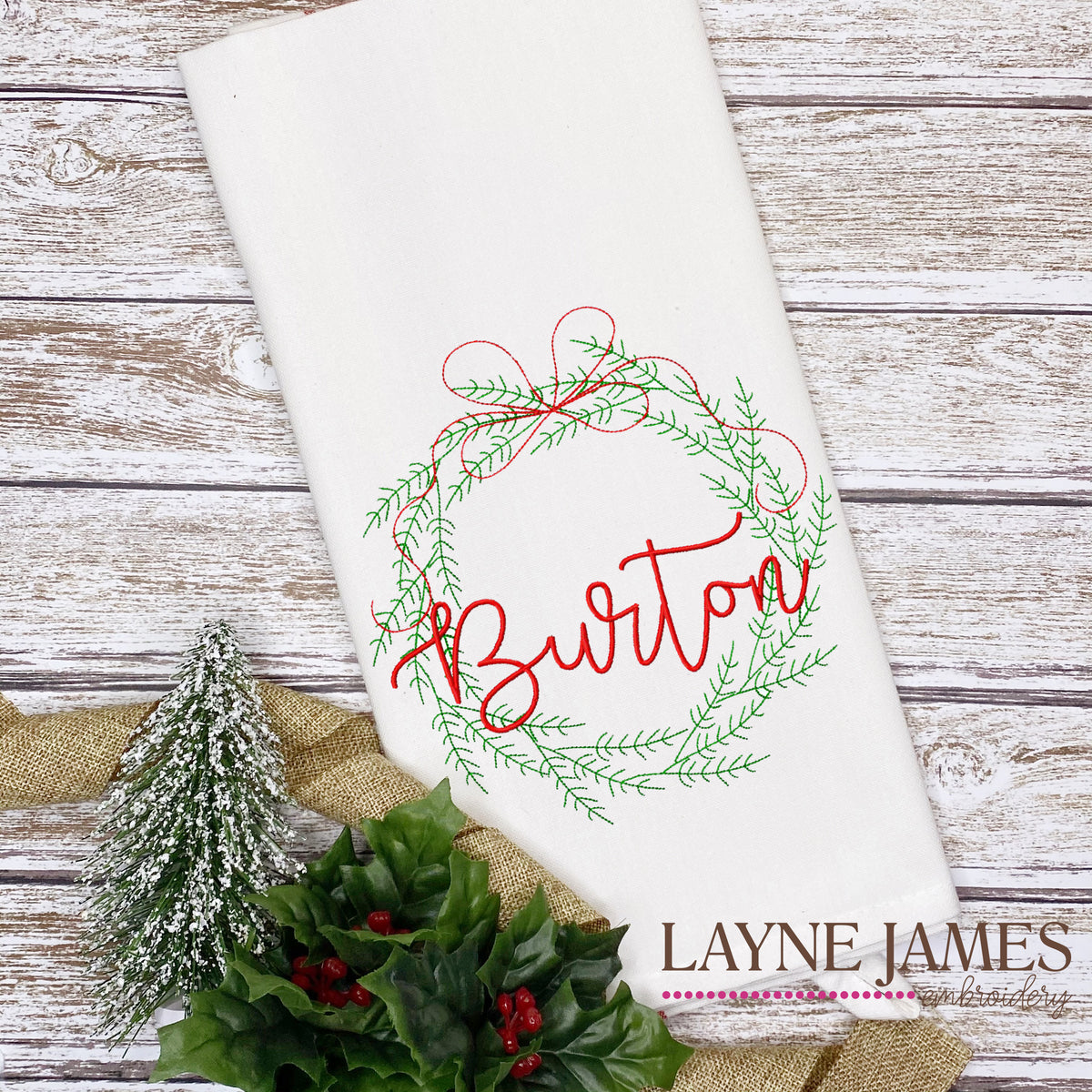 Embroidered Christmas Towel